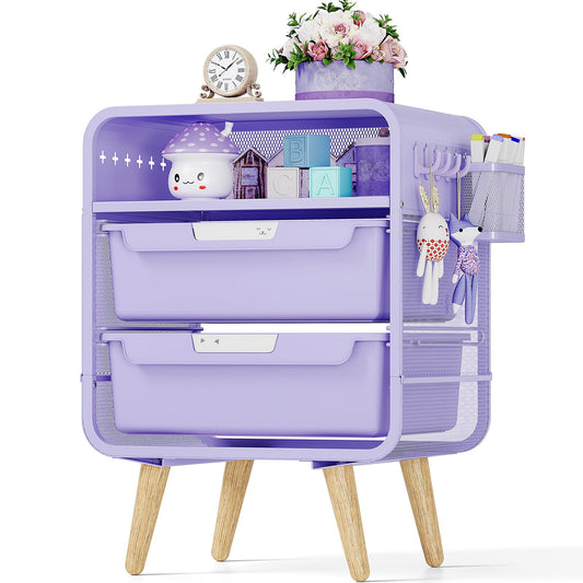 SYKIARIOL Kids Nightstand,Girls Bedside Table,Night Side Table,Kids Night Stand,End Tables Bedroom,Purple Cute Nightstand with Storage Drawer for Girls