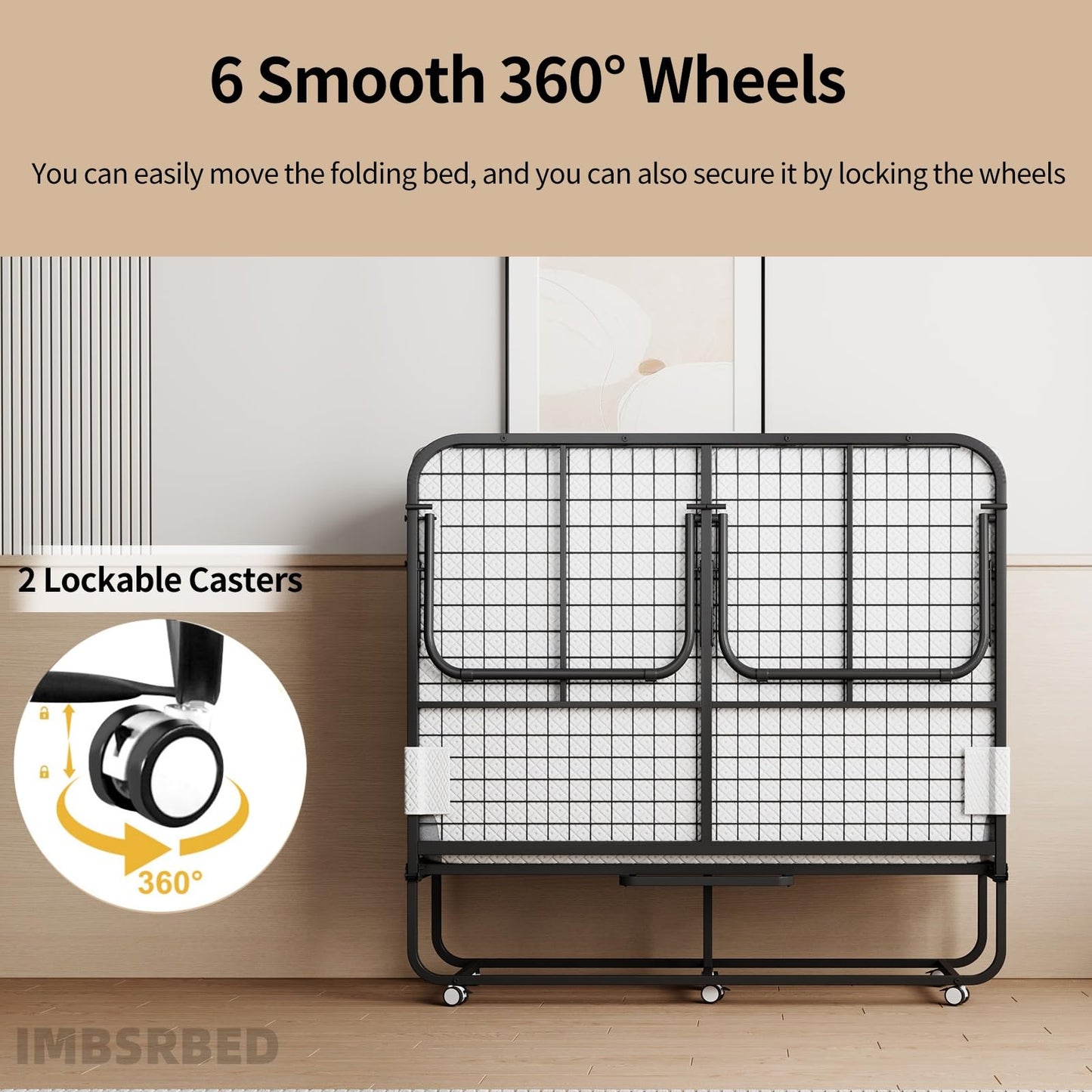 IMBSRBED 75"×54" Folding Bed with Adult Mattress, Full Size, Portable Folding Bed with Deluxe Memory Foam Mattress and Extra Strong Frame, Folds, Rolls and Conceals (75"×54")