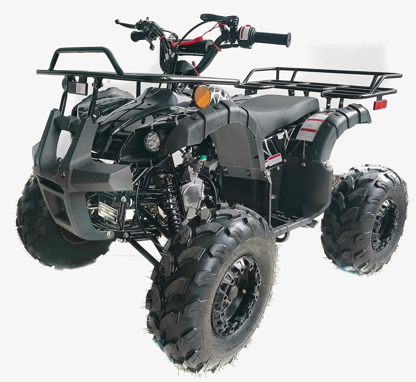 HHH 125cc ATV for Youth Sports Utility Gas Sports ATV with Reverse Led Lights Matching Rims Youth Quad Big Tires 18/19 inch Wheels (Black)