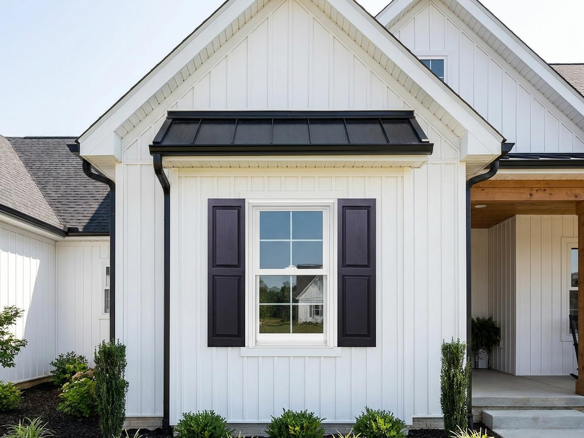 Polaris Homeside Raised Panel Vinyl Shutters (1 Pair) 14-1/2in. x 55in. - 050 Black