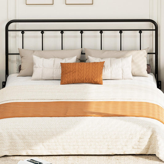 ARICOEASY Metal California King Headboard Only, Adjustable Height, Steel Cal King Headboard with Bed Frame Brackets Adapter, Farmhouse Victorian Style, Easy Assembly, Black