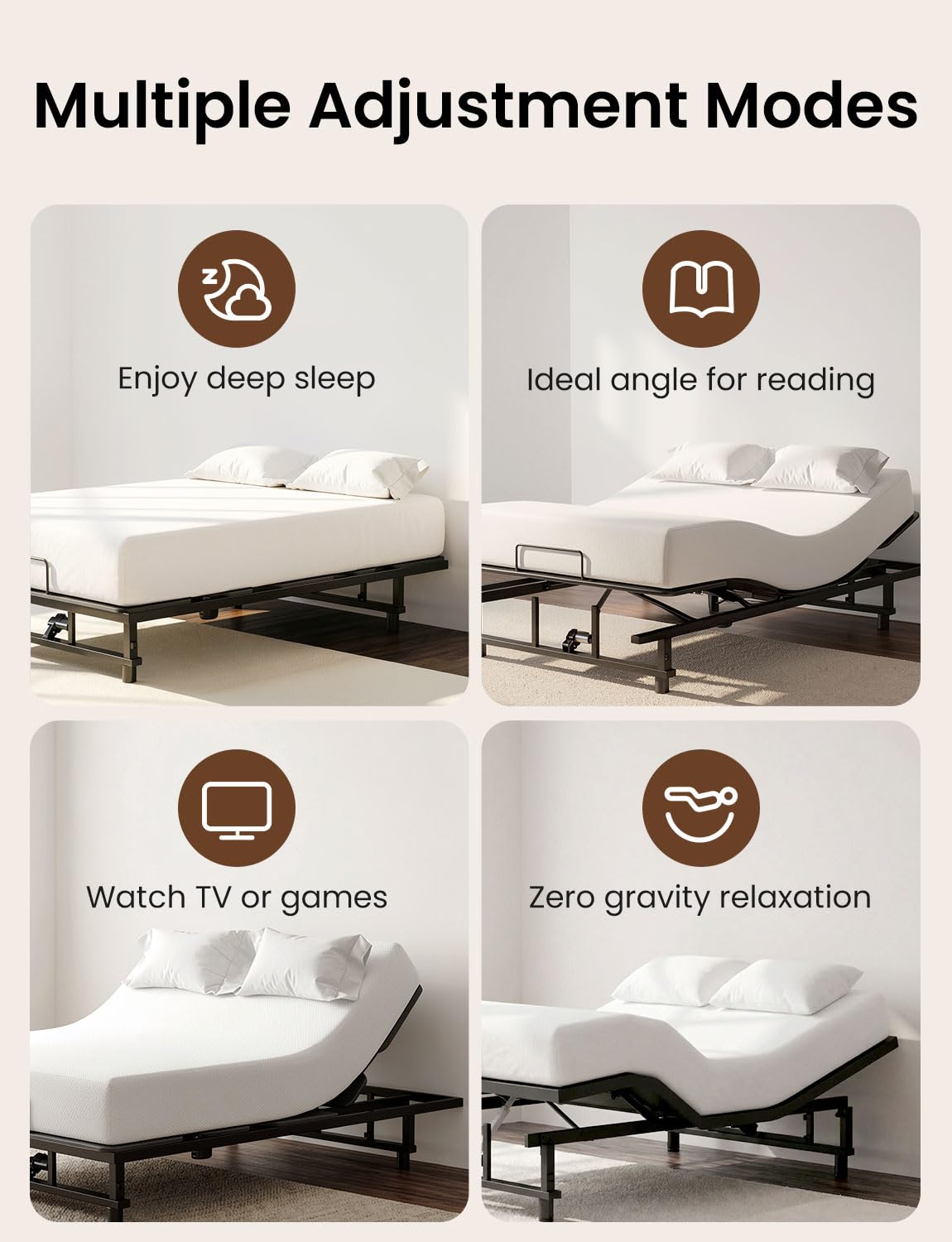 Feetice King Size Adjustable Bed Frame with Wireless Remote, Black