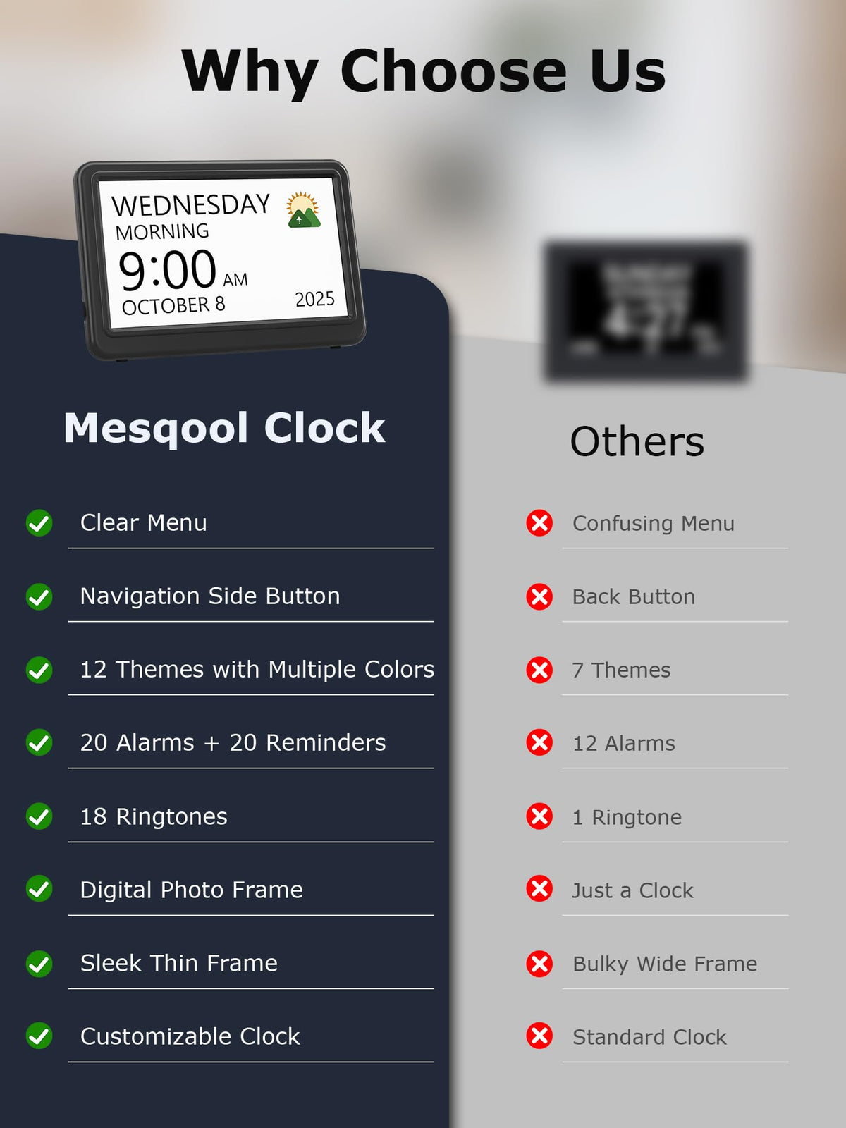 Mesqool Dementia & Alzheimer’s Clock for Seniors-7" HD Display Alarm Clock