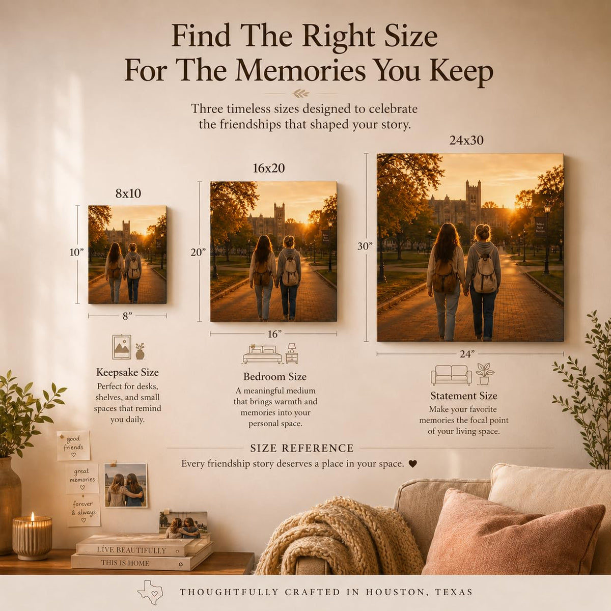 Personalized Friendship Canvas Print from Photo – Friendship Memory Keepsake for Best Friends, College Roommates & Graduation Memories, Custom Canvas Gift for Life Chapters & Meaningful Connections, 11" L x 14" W