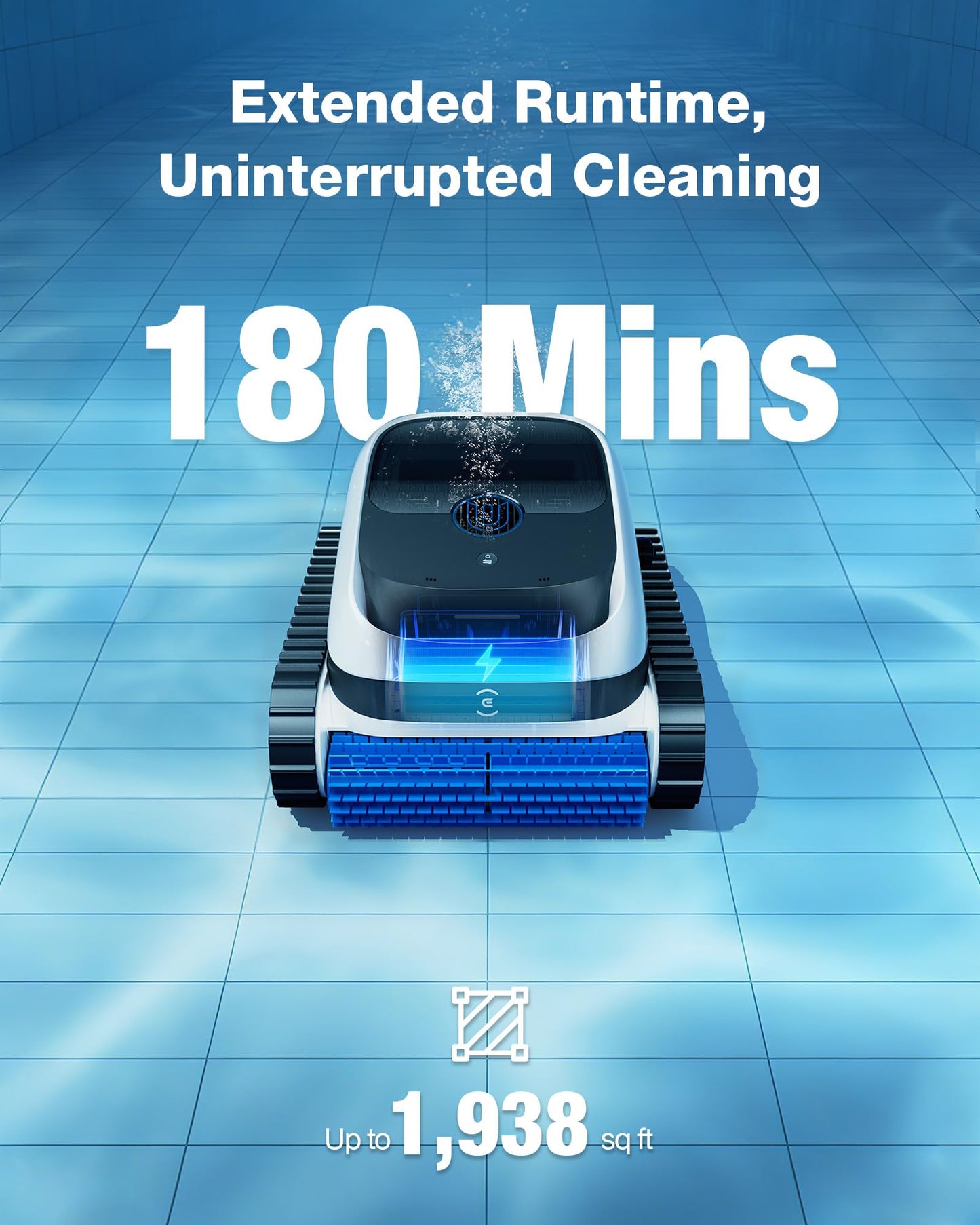 ECOVACS Ultramarine P1 Cordless Robotic Pool Vacuum for Inground & Above Ground Pools, 180 Min Runtime, Smart Navigation, App Control Pool Vacuum for Floor, Wall & Slope, Cleaning Up to 1937 sq ft