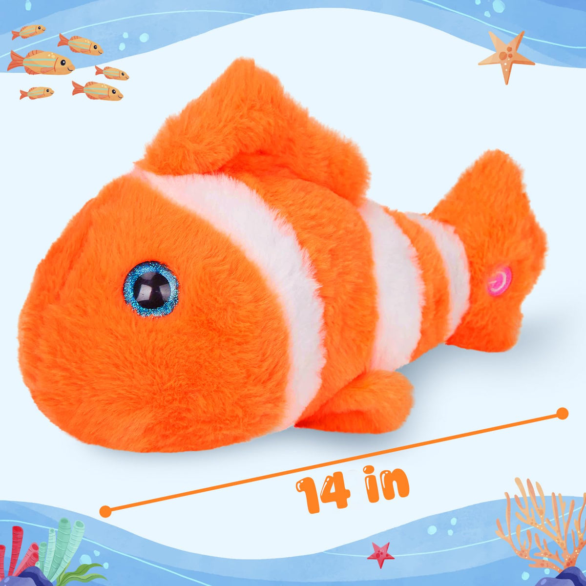 Glow Guards 12" Glowing Goldfish Plush Light Up Stuffed Animals Soft Pillow