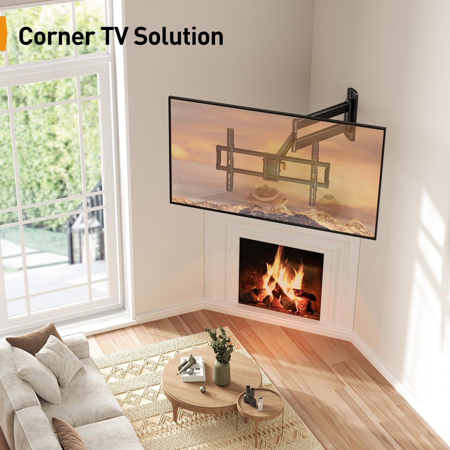 Perlegear Corner TV Wall Mount Long Arm TV Mount Bracket for 37-75 Inch TVs
