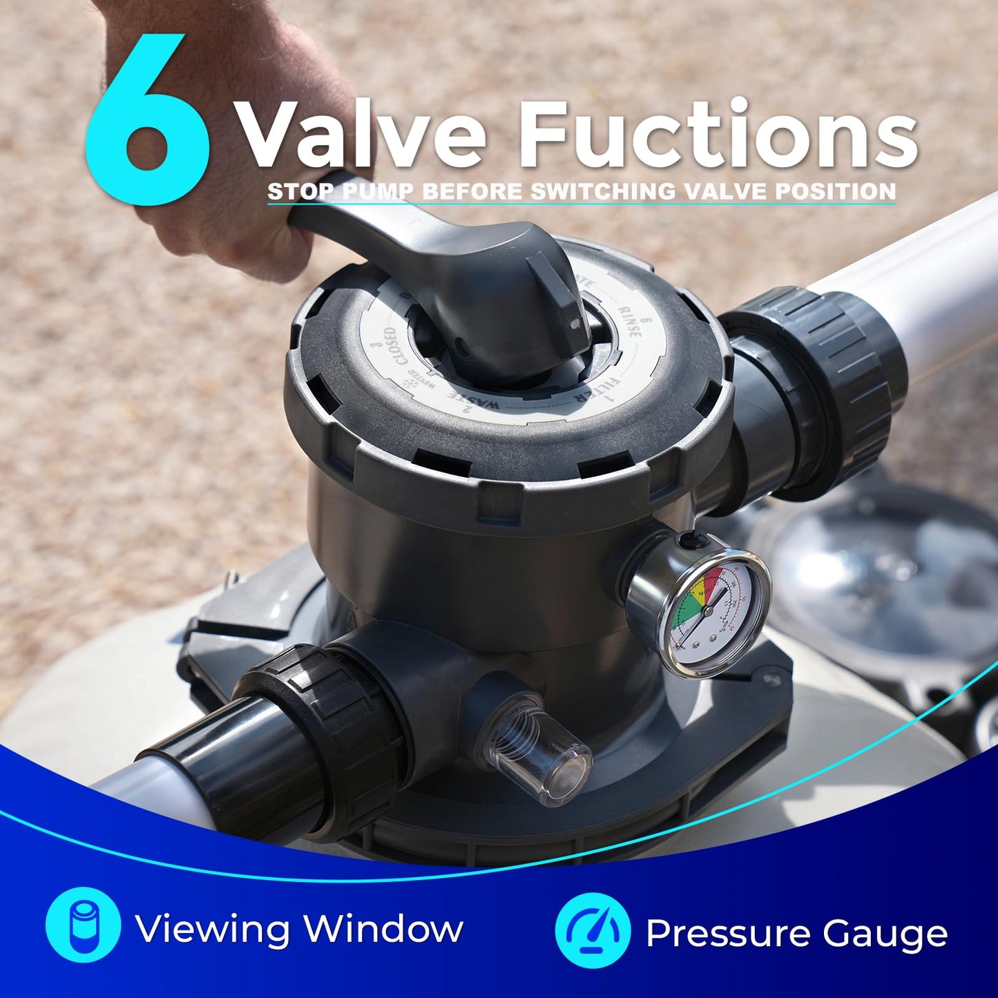 Aquastrong 24in Sand Filter System with 6-Way Valve, Pool Filters for Inground Pools Up to 37000 Gallons