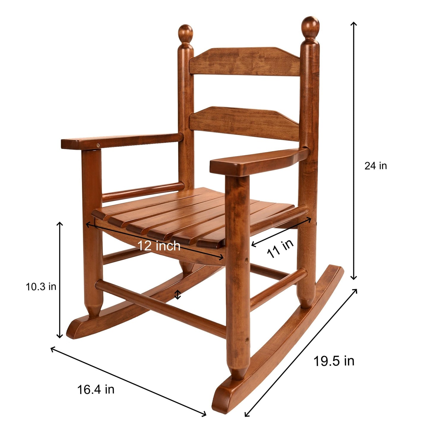 Hngilkoo Kids Rocking Chair Comfy Wooden Rocker for Toddler Ages 3-6 Baby Child Chair Indoor Outdoor Children Playroom Anti-Tip Design Safe & Sturdy Brown