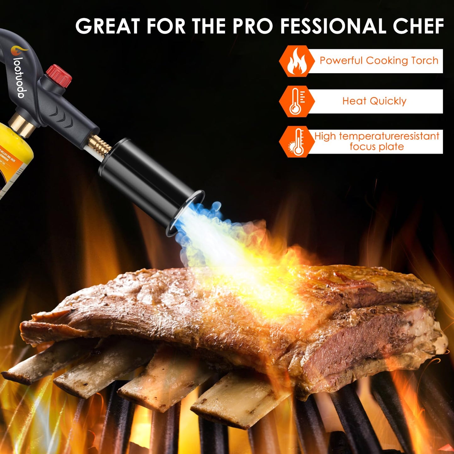 Aboutool Propane Torch, Charcoal Starter Flame Thrower Sous Vide Cooking Torch with Igniter Searing Torch for BBQ Grill Campfire Starter (Propane Tank Not Included)