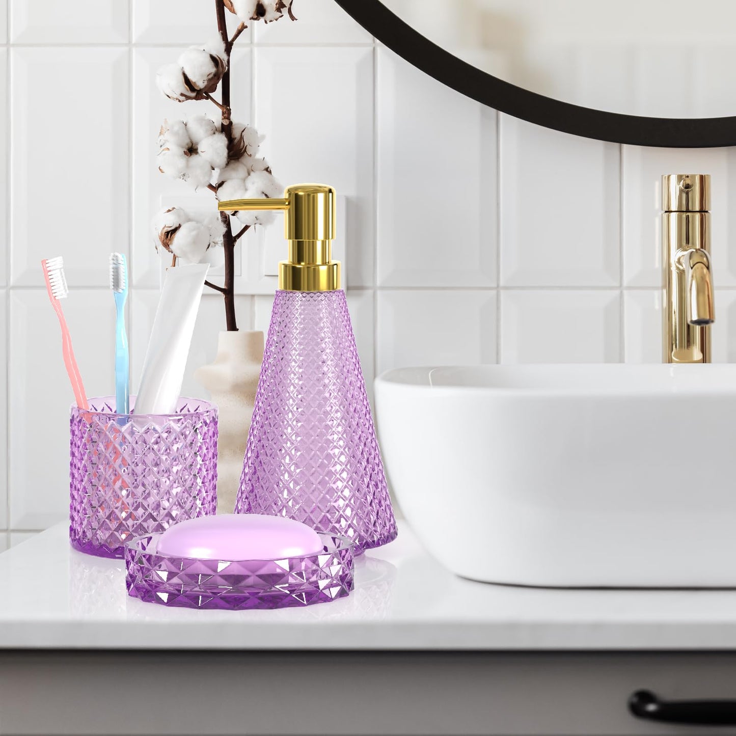 Modern Premium Blue and Purple Bathroom Accessory Set