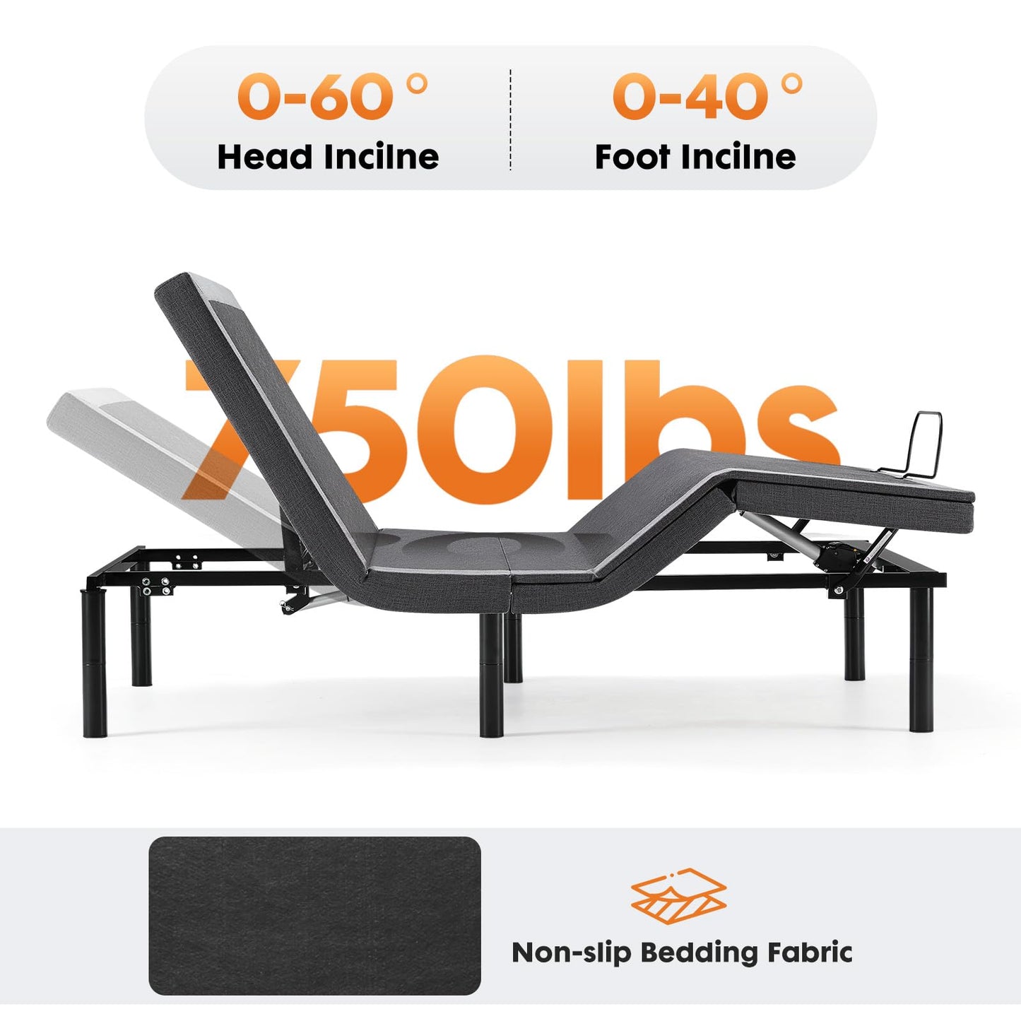 Sweetcrispy Full Adjustable Bed Frame, Electric Base, USB, Zero Gravity