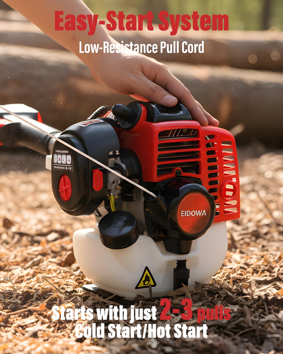 EIDOWA 48CC Gas Powered Pole Saw 16FT Reach, 3.5HP Gas Pole Saws for Tree Trimming with 11.8" Bar, Professional Gas Powered Chainsaw for Tall Trees, Safe Limb Pruner (Red)