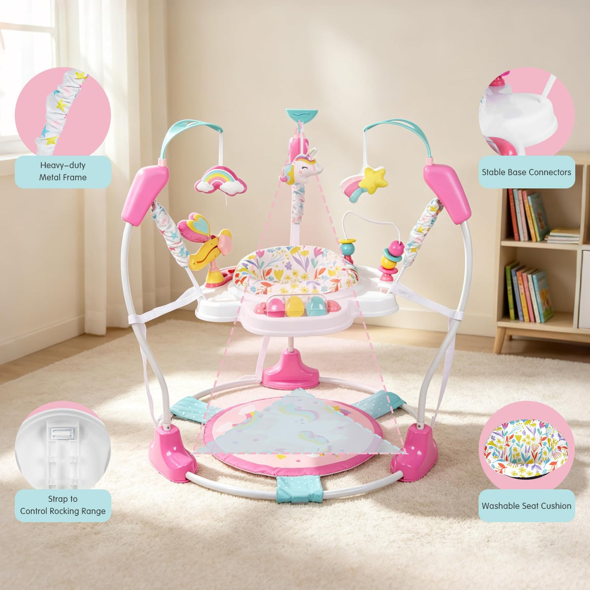 Baby Bouncer Activity Center,3-in-1 Baby Jumper and Play Center Station,6+M