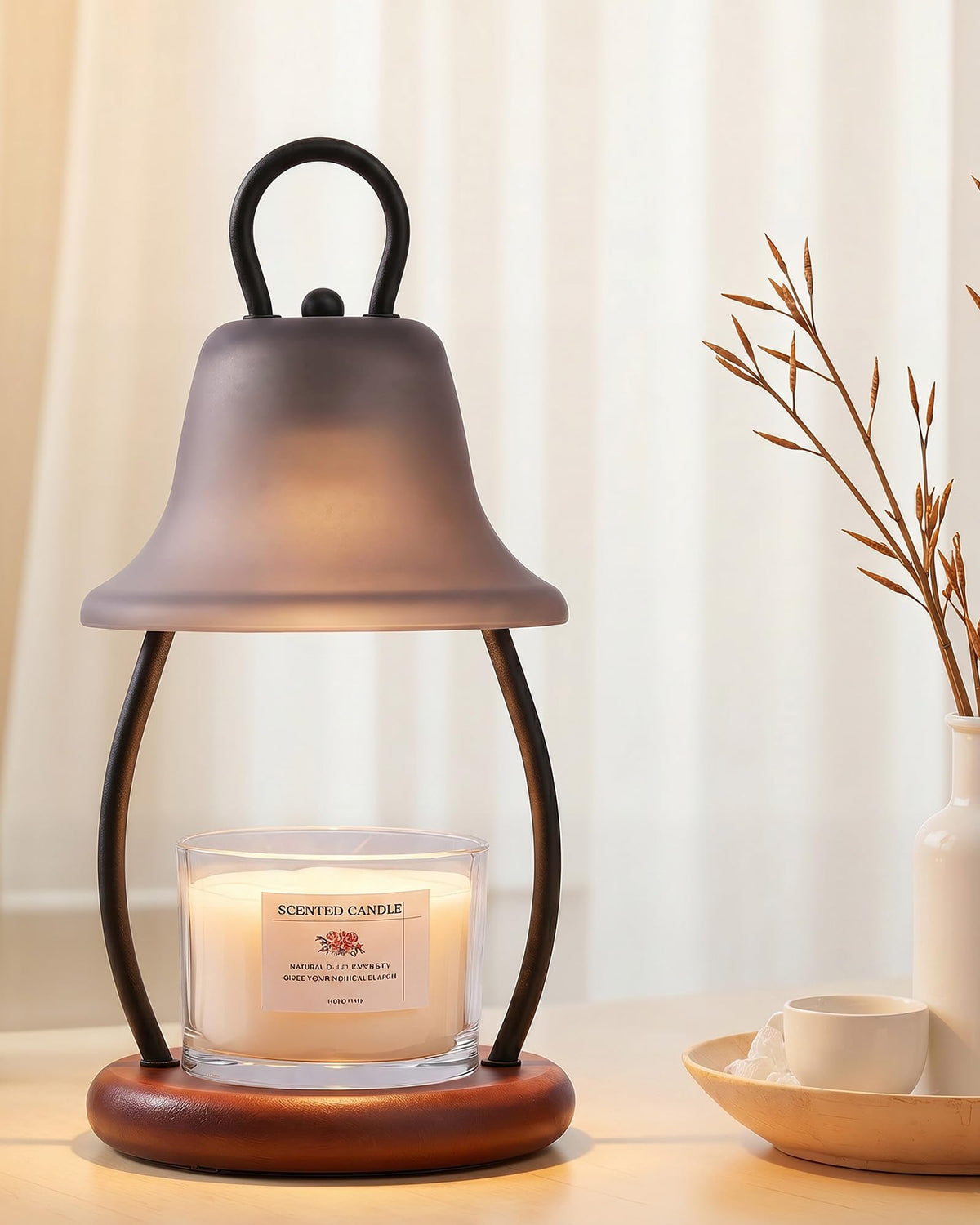 HONGZZI Candle Warmer Lamp with Timer, Dimmable, Adjustable Height, Black