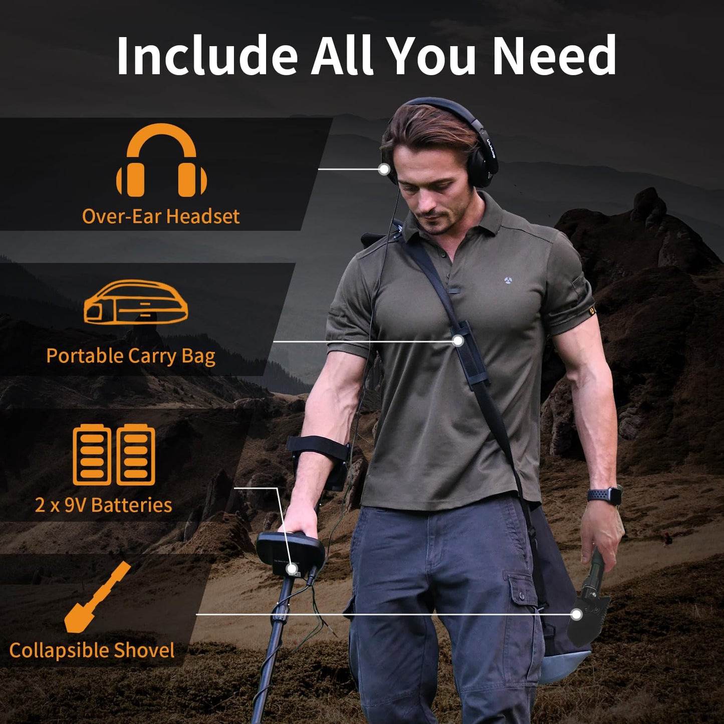 ULHUND Upgraded Metal Detector for Adults Professional - High Accuracy Gold Finder with DSP Chip & 10" IP68 Waterproof Search Coil, 12" Deep Detection and 60" Adjustable Length for Beach & Yard