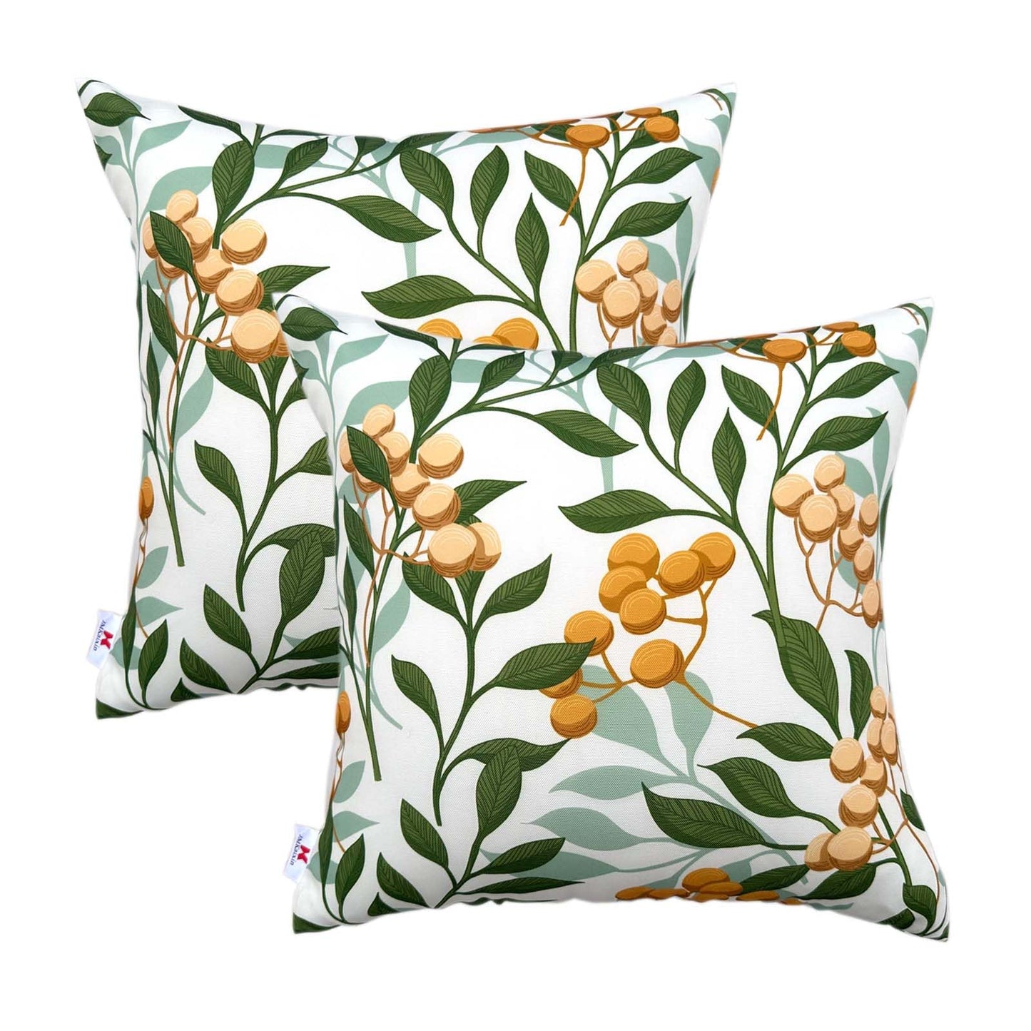JMKaixin Outdoor Pillows, Pack of 2 Waterproof Decorative Throw Pillows with Inserts, 18”x18” Square Pillows for Bed, Couch, Sofa and Patio Furniture