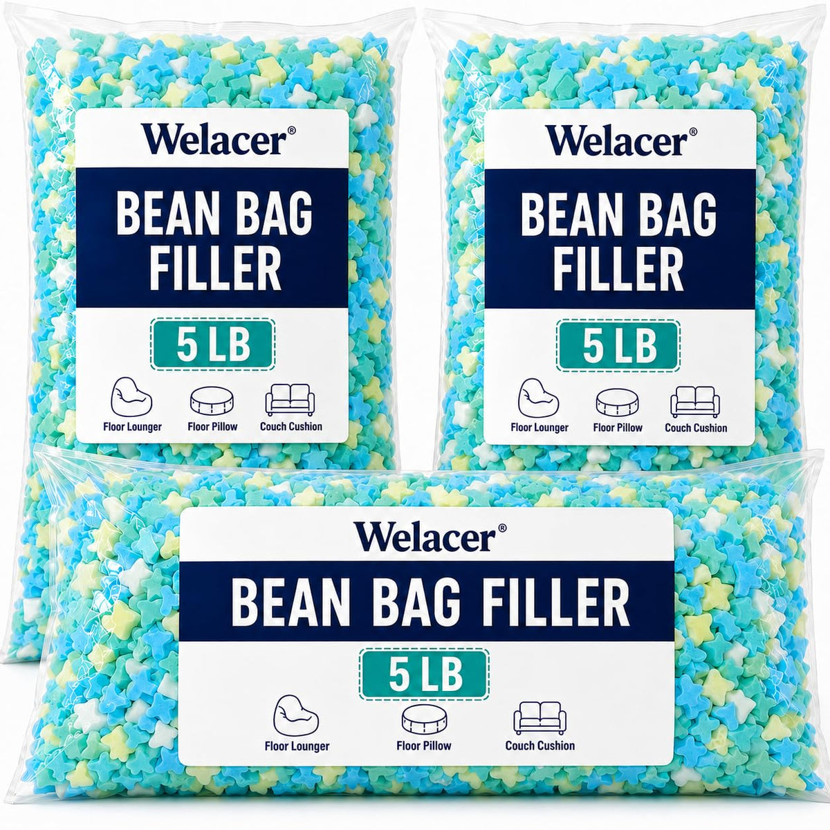 Bean Bag Filler 15 lb, Shredded Memory Foam Filling for Pillows & Dog Beds