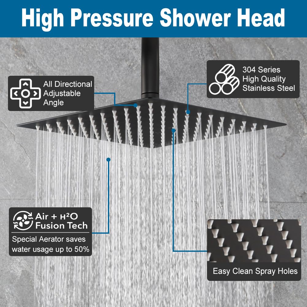 POP SANITARYWARE Matte Black Outdoor Shower System | Solid Brass Valve & Stainless Steel Rainfall & Handheld Combo