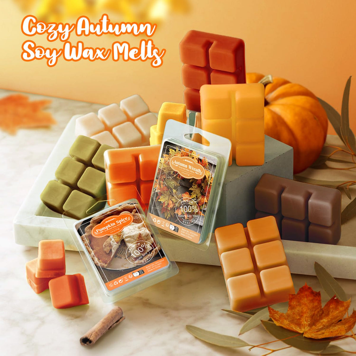 ARVIDSSON Fall Scented Wax Melts, Natural Autumn Wax Cubes for Wax Warmer