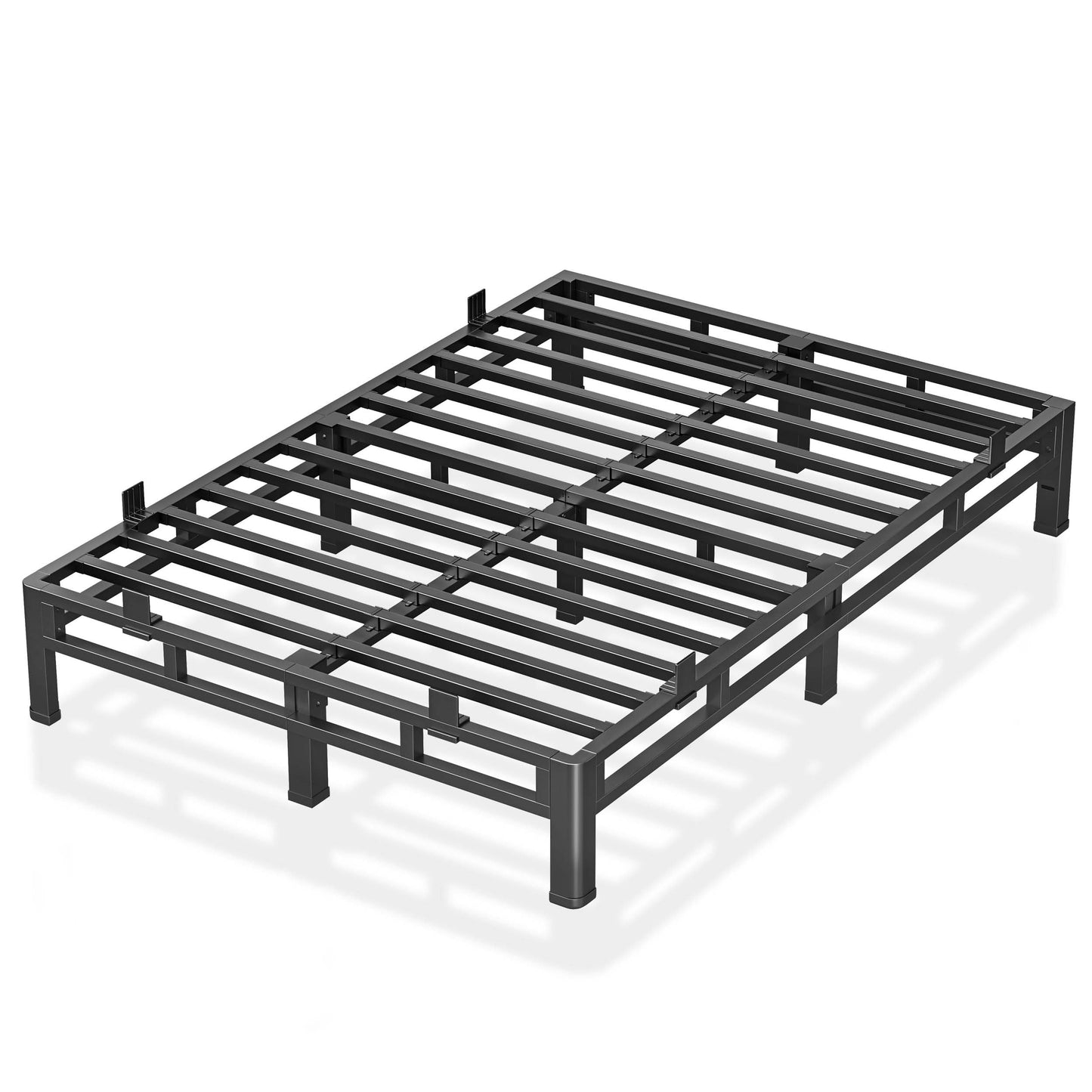 ROIL 10 Inch Queen Bed Frame, Metal Bed Frame & Box Spring 2 in 1 Platform with Round Corner Legs, 4000LBS Double Layer Low Profile Metal Platform Mattress Baffles, Noise-Free Easy Assembly