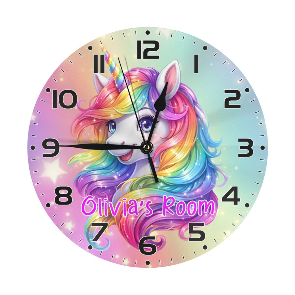 SUQINFA Personalized Kids 10 Inch Wall Clock with Name for Kid's Room