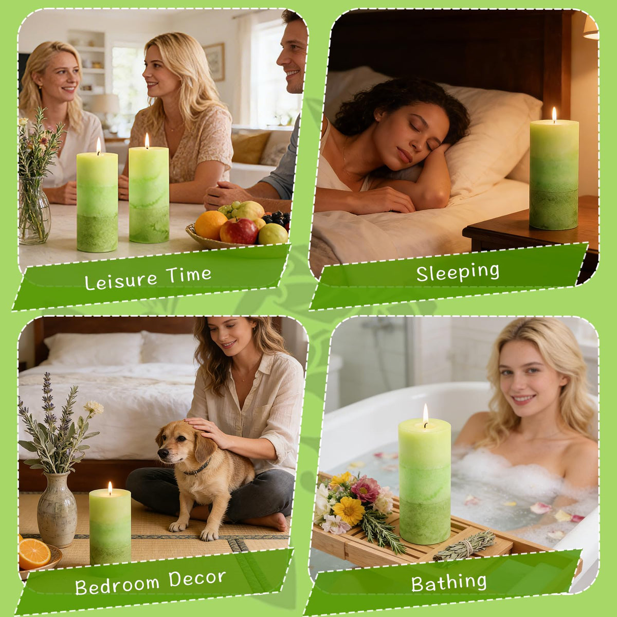 Sage & Citrus Scented Pillar Candles,2.8x6 Inch,70 Hour,3 Pack