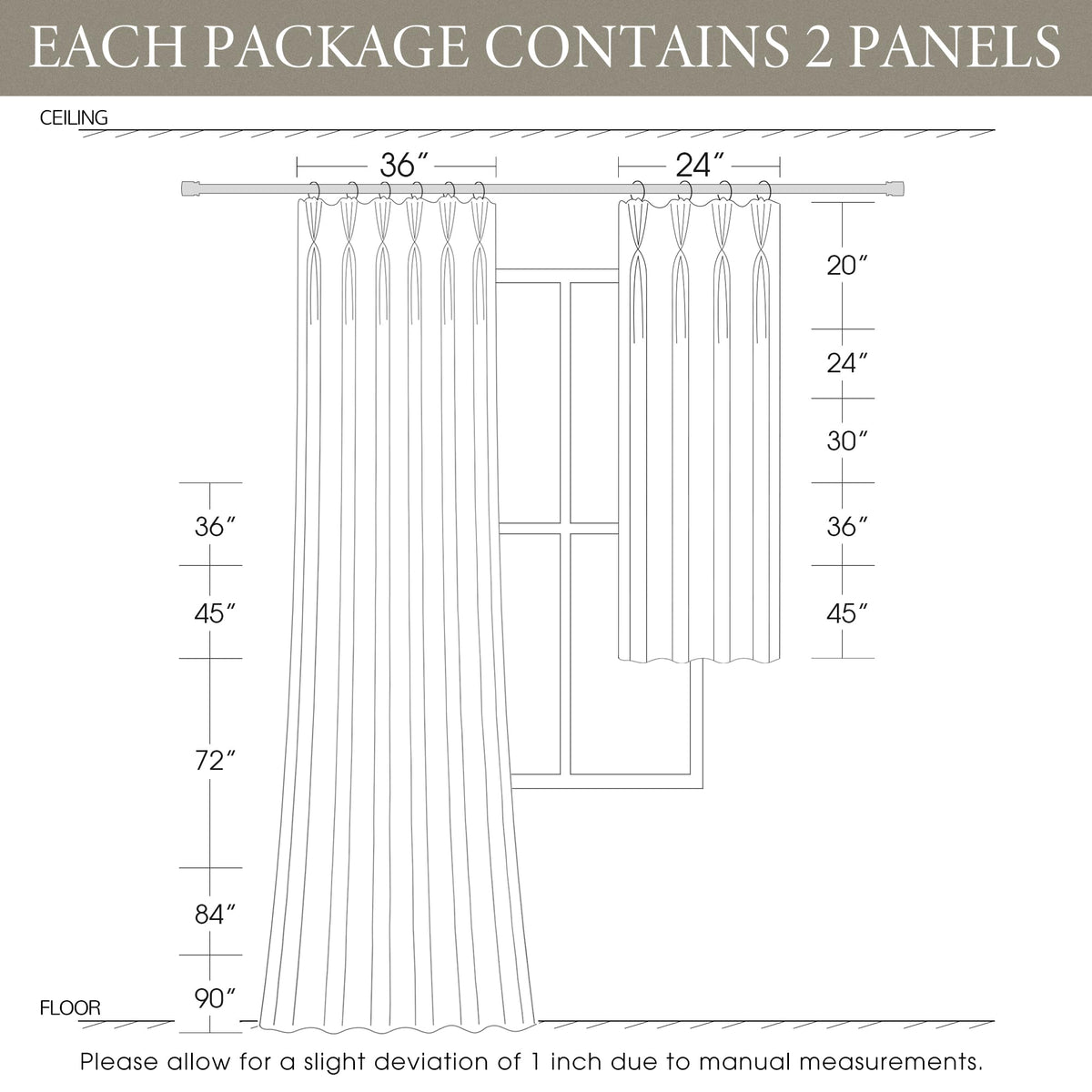 Fuhana Linen Kitchen Cafe Window Curtains,2 Panels(24" W x 20" L,Natural)