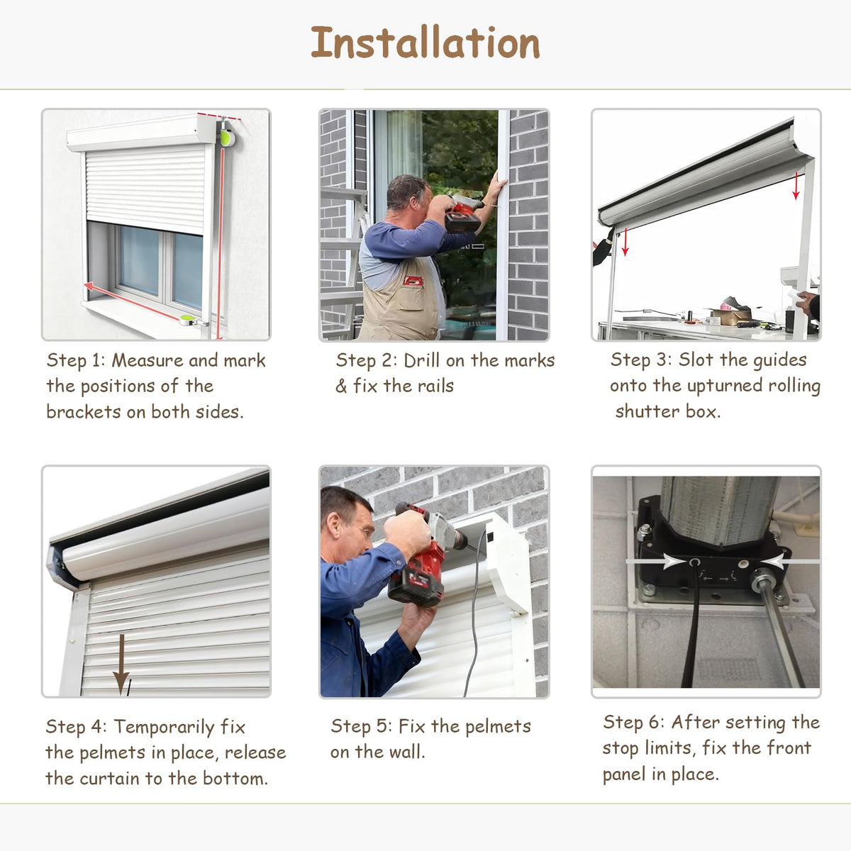 ObegShare Storm Window Protection – Impact Roll Up Shutters for Homes, Patio, Counter, Metal Perforated Defense Panels (Brown)