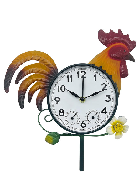 Verdosphire Rooster Outdoor Clock with Thermometer & Hygrometer