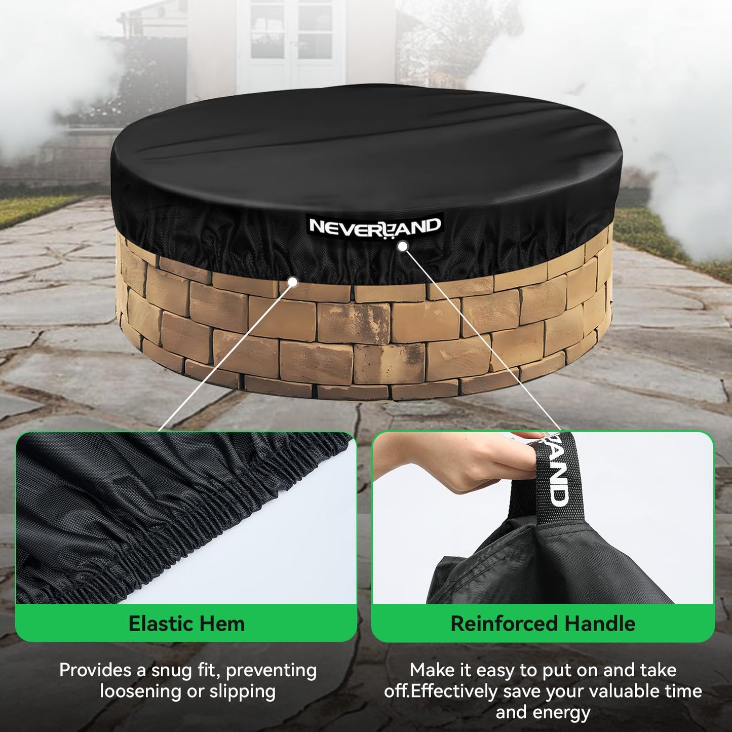 Fire Pit Cover Round, 52-57" Outdoor firepit cover for In-Ground Fire Pits