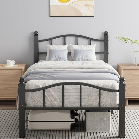 Blbeed Twin XL Bed Frame, Noise-Free Design & Underbed Storage Heavy Duty Metal Bed Frames with Headboard No Box Spring Needed/Tool-Free Assembly