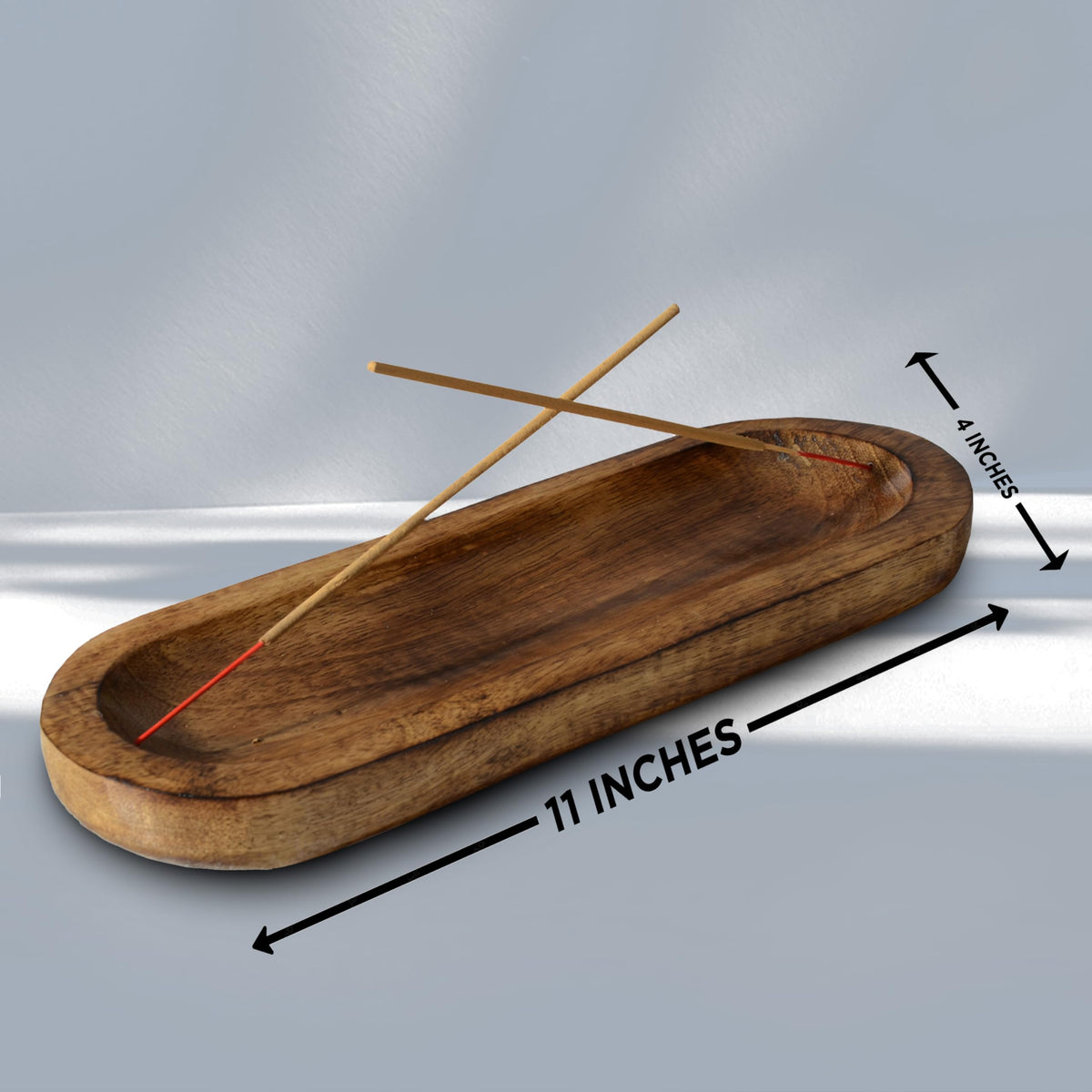 UnitedPrime Incense Holder-Incense Burner/Ash Catcher-Handmade Wooden Insence Tray Home Decor 11x4x1.2 Inches