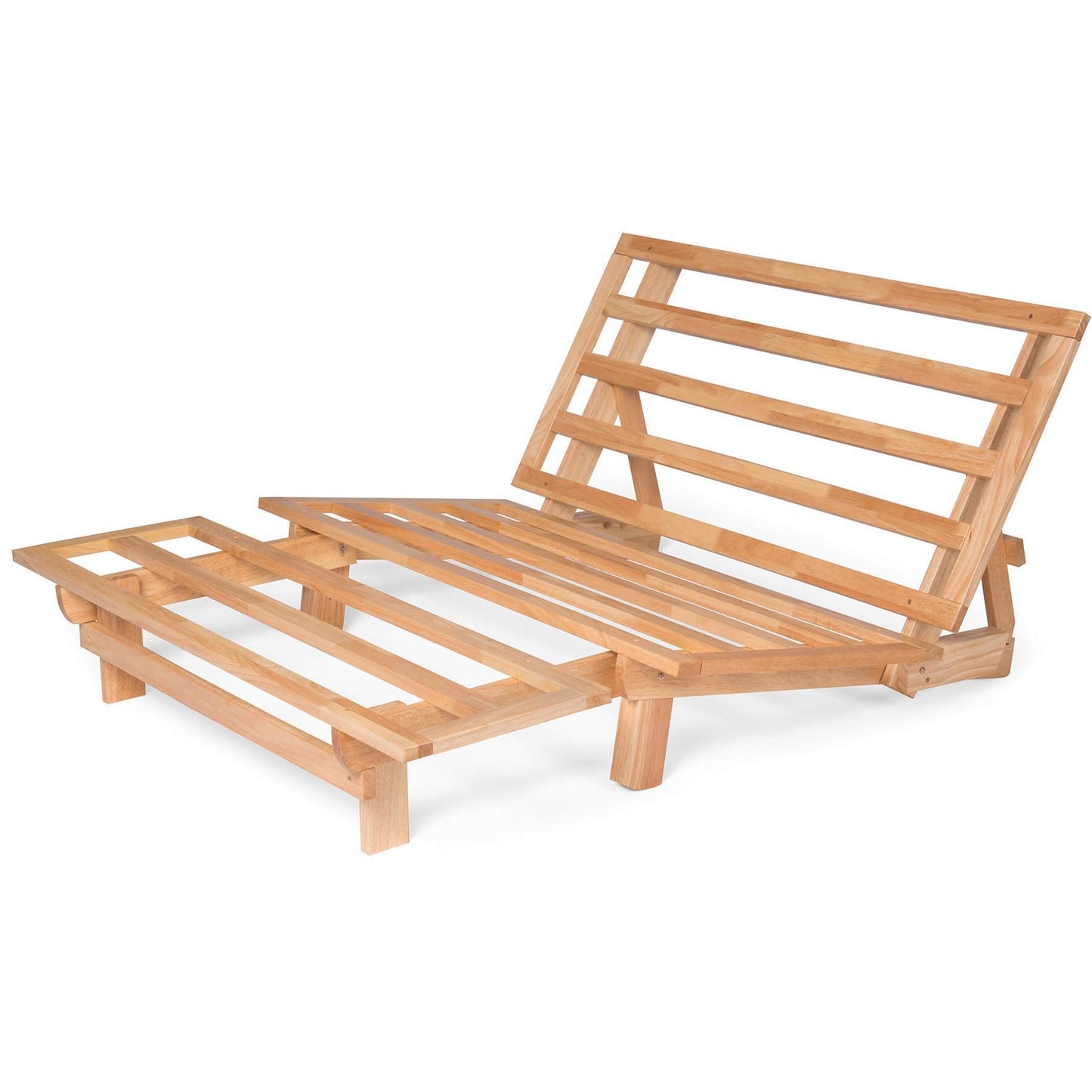 Nirvana Futons Tri-Fold Wood Futon Frame Full Size Sofa Bed Lounger - (Affordable Space Saver, Natural Finish) Ideal for Small Spaces, RVs, and Dorm Rooms