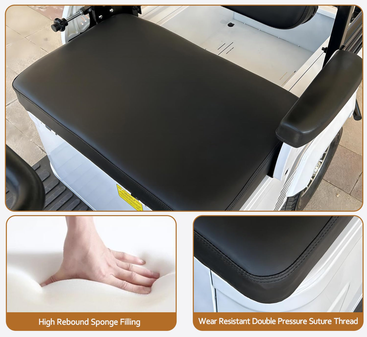 Electric Golf Cart Passenger Cruiser, Powered Mobility Scooters with Capacity Storage Trunk, Charge with Standard 120V Outlet Electric Passenger Cart, 28Mile Range and a Speed of 12MPH(White-Lithium)