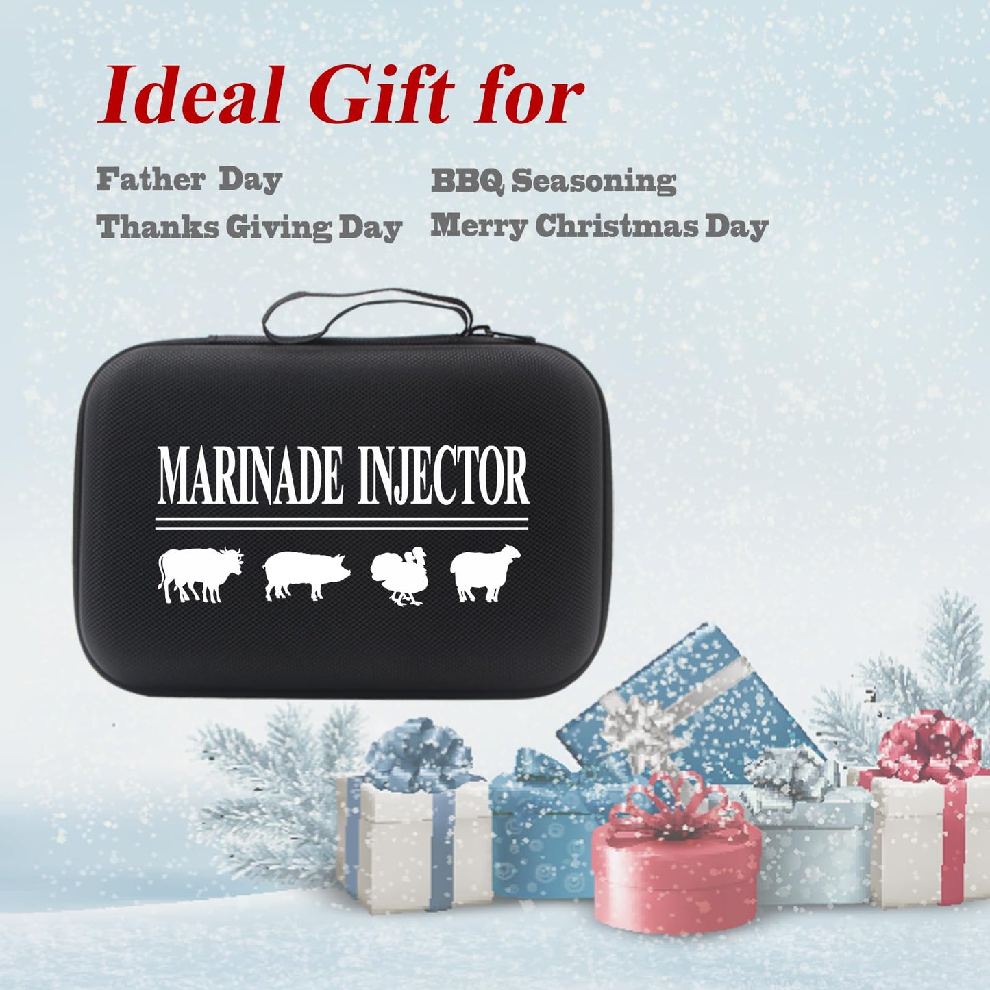 Uironly Meat Injector,Turkey Seasoning Injection Kit with 3 Professional Marinade Injector Needles for Grill Smoker BBQ Brisket; Include User Manual, E-Book - Storage Case