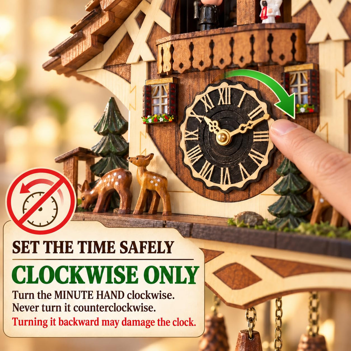 Cuckoopro Handmade Wooden Cuckoo Clock, Quartz Wall Clock, Gift for Family