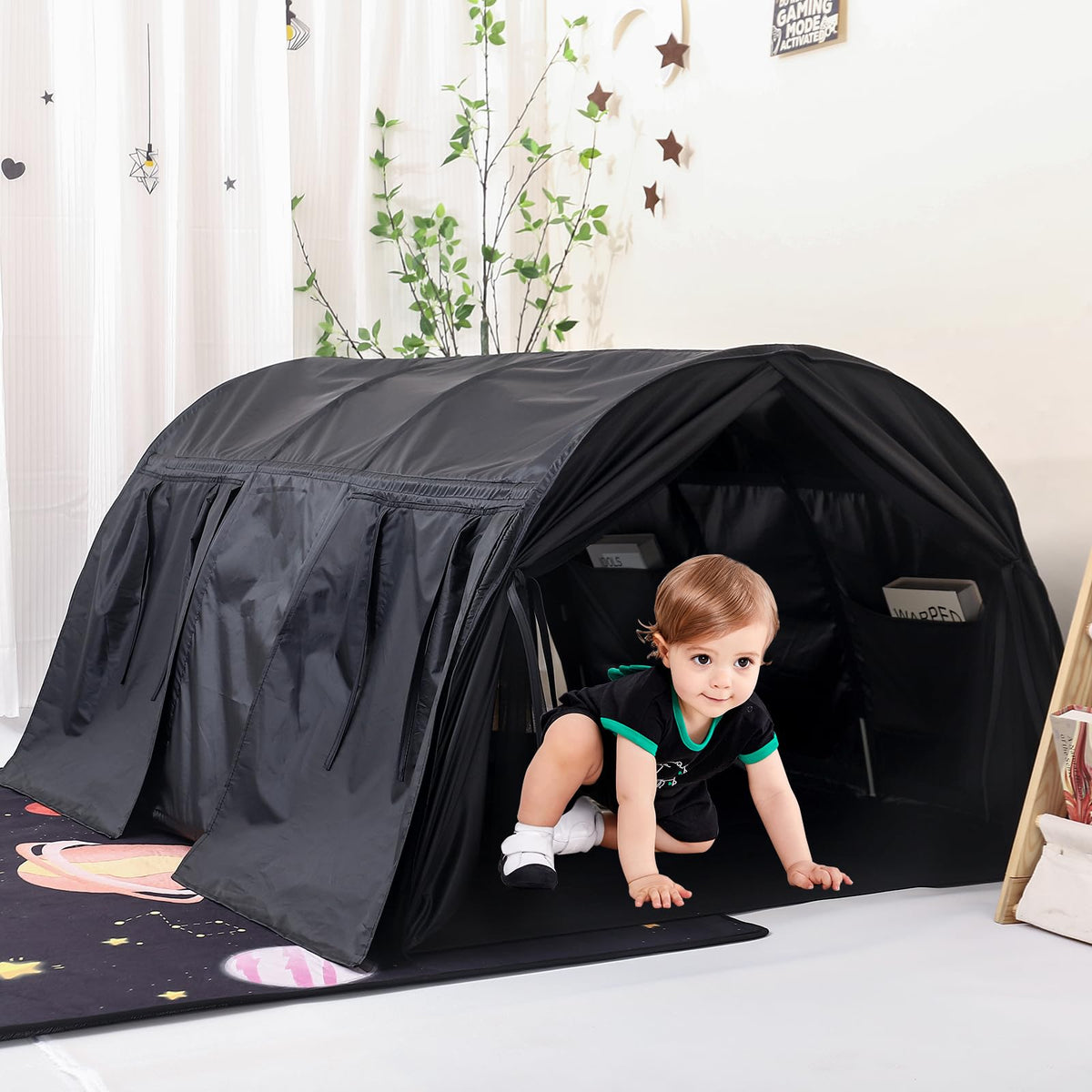 Sensory Bed Tent for Kids, Lucky Castle Black-Out Bed Tent for Children with Autism, ADHD, SPD- Calm Down Corner Helps Kids Relax, Reduce Anxiety & Improve Focus- PlayTent with Door & Window