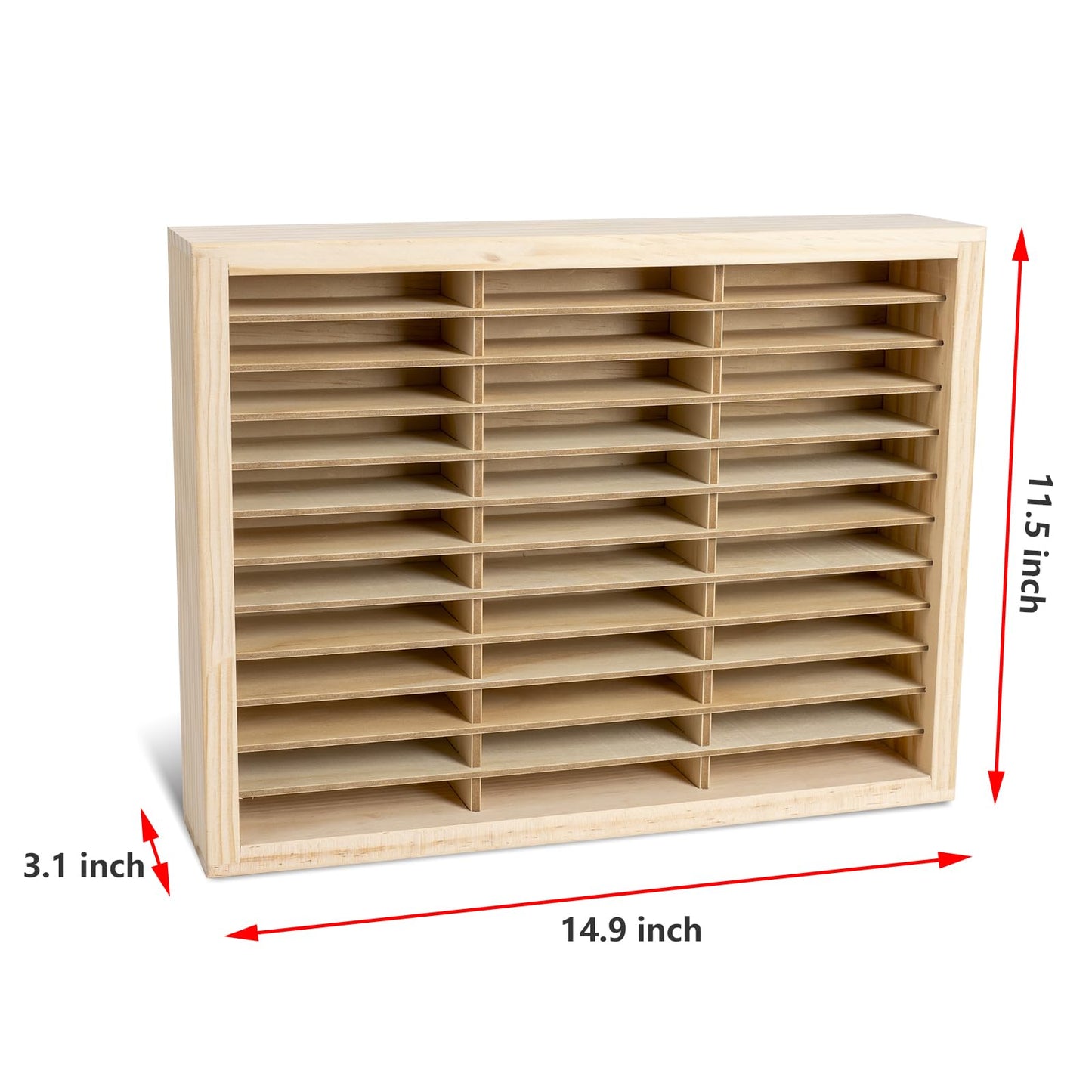 Waratah Designs Cassette Tape Storage Rack, 36-slot Wood Cassette Tape Holder, Wall Mount or Freestanding Audio Cassette Organizer, Playing Card Storage, Unfinished Pine