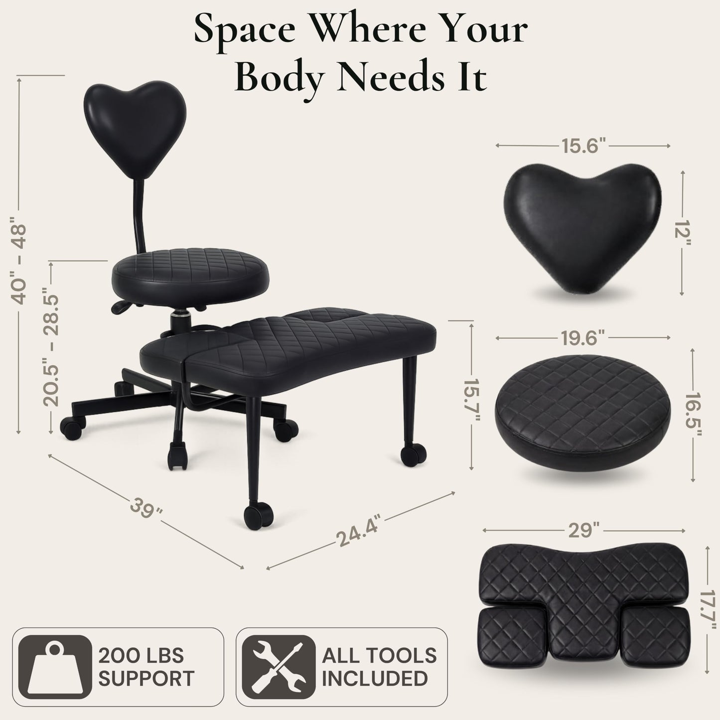 NYPOT Kneeling Chair with Back Support Criss Cross with Foot Rest & Wheels