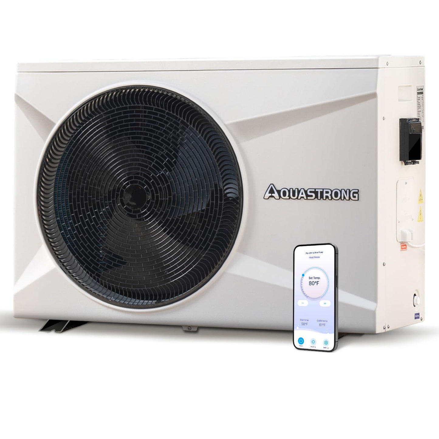 AQUASTRONG Inverter Swimming Pool Heat Pump,Pool Heater for Above Ground and Inground Pool Heating Smart WiFi Control and Cooling Pool Heater Pools Up to, 9100 Gallons