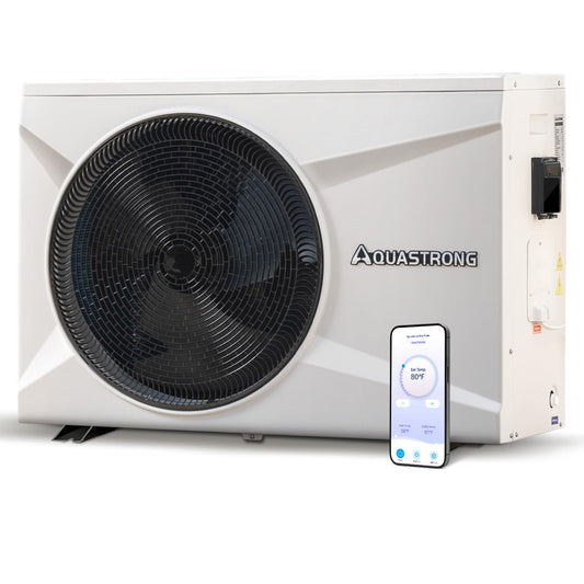 AQUASTRONG Inverter Swimming Pool Heat Pump,Pool Heater for Above Ground and Inground Pool Heating Smart WiFi Control and Cooling Pool Heater Pools Up to, 9100 Gallons