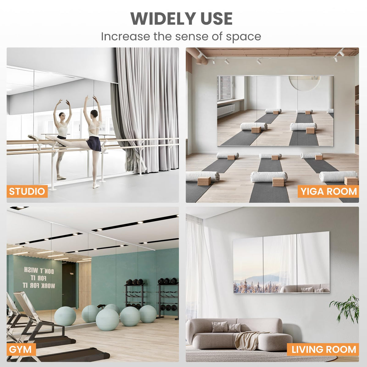 pertetey 48 x 24 in Home Gym Mirrors, Frameless, 2-Pack