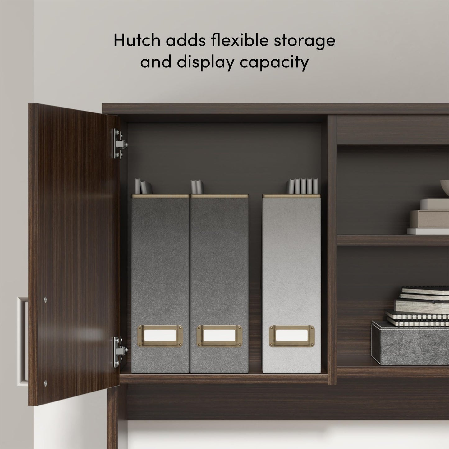 Bestar, Ridgeley Collection, 3-Piece Set Including a U-Shaped Desk with Hutch, a Lateral File Cabinet, and a Bookcase