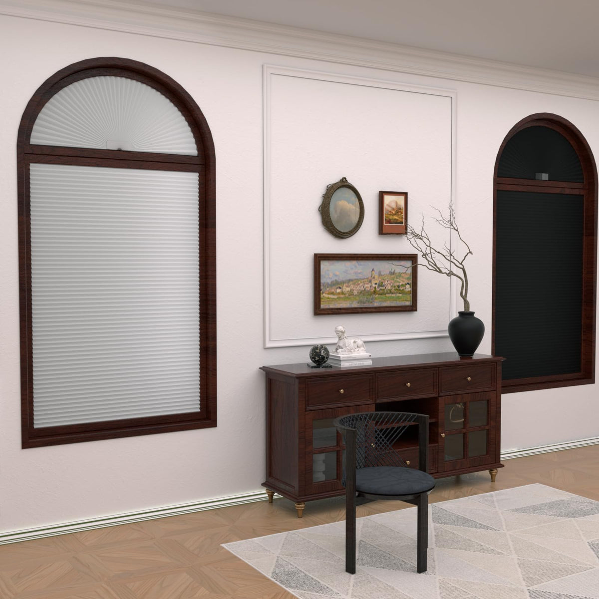 Myshade Arch Window Shades Half Circle Blackout Cellular Shades Cordless No Drill Blinds for Windows Half Moon Honeycomb Fabric No Tools Room Darkening Shades Easy Install (1PCS White 72" W X 36" H)
