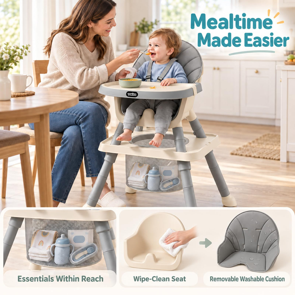 9-in-1 Baby High Chair for Babies and Toddlers with Building Block Table