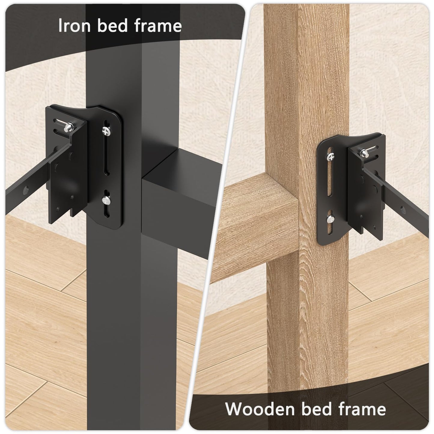 Linone 2PCS Heavy Duty Bed Frame Adapter/Connector Plate for Headboard and Footboard, Adjustable Metal Frame Modification Brackets