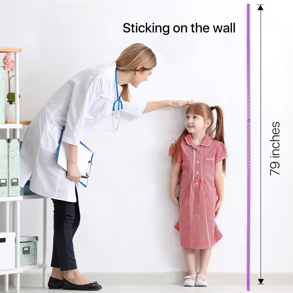 EASYXQ Growth Chart for Wall, Children Height Measurement,3D Removable Growth Height Chart,Splicing Height Ruler for Kids Baby Nursery 79 inch (Purple)