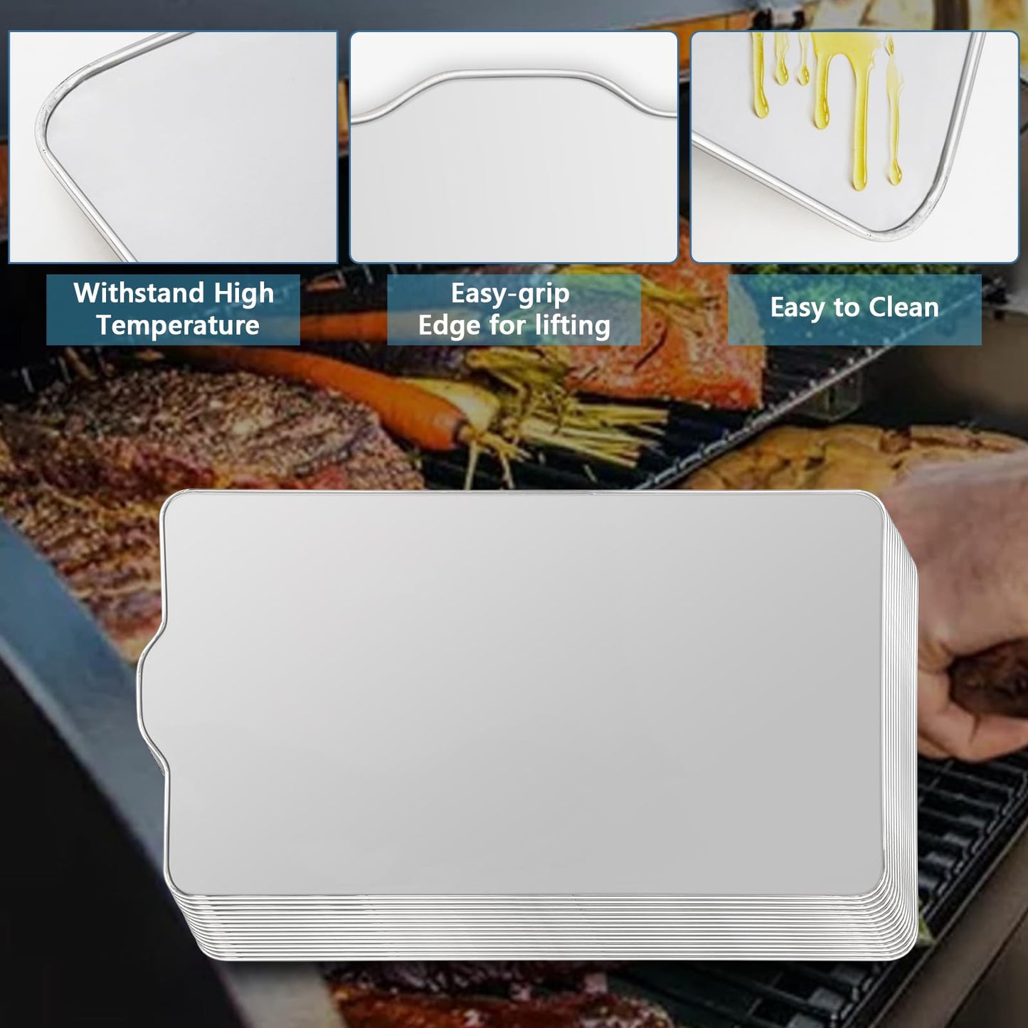 GORGERILA 15-Pack BAC520 Drip Tray Liners for Traeger Pro 780 Pellet Smoker Grill Disposable Aluminum Grill Liners for Traeger Pellet Grills Heat-Resistant Grill Accessory