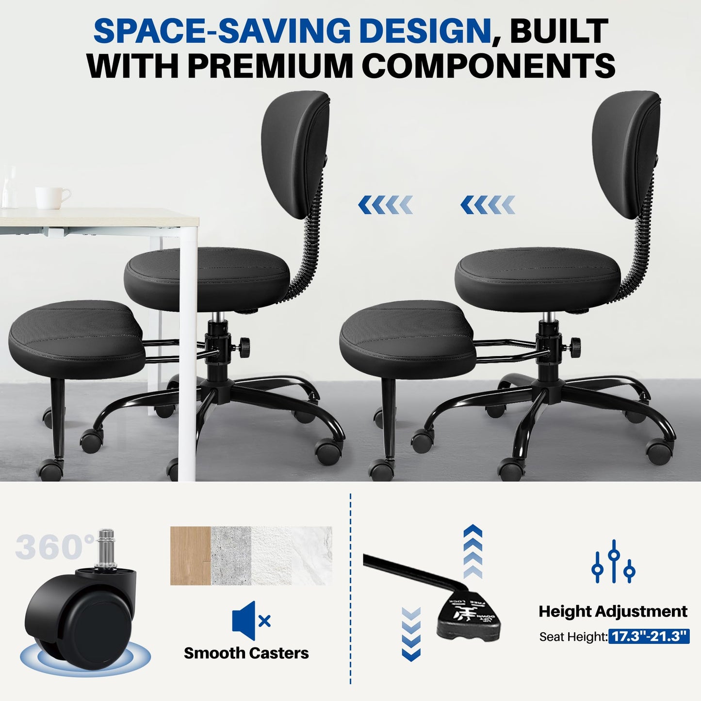 BestEra Cross Legged Office Chair with Wheels, Ergonomic Kneeling Chair with Lumbar Support and Adjustable Height for Meditation, ADHD Desk & Yoga